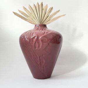 Mauve Pink Crane Embossed XL Tall Vintage Midcentury Royal Haeger Vintage Vase
